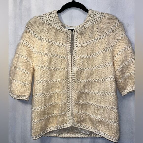 Vintage Cyn Les  Fuzzy Mohair/Wool Cardigan/Sweater S - Picture 1 of 16